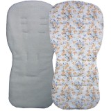 Seat Liner to fit Silver Cross Reflex, Pop or Zest Pushchairs -Gold  Vintage Roses / Lambs Fleece
